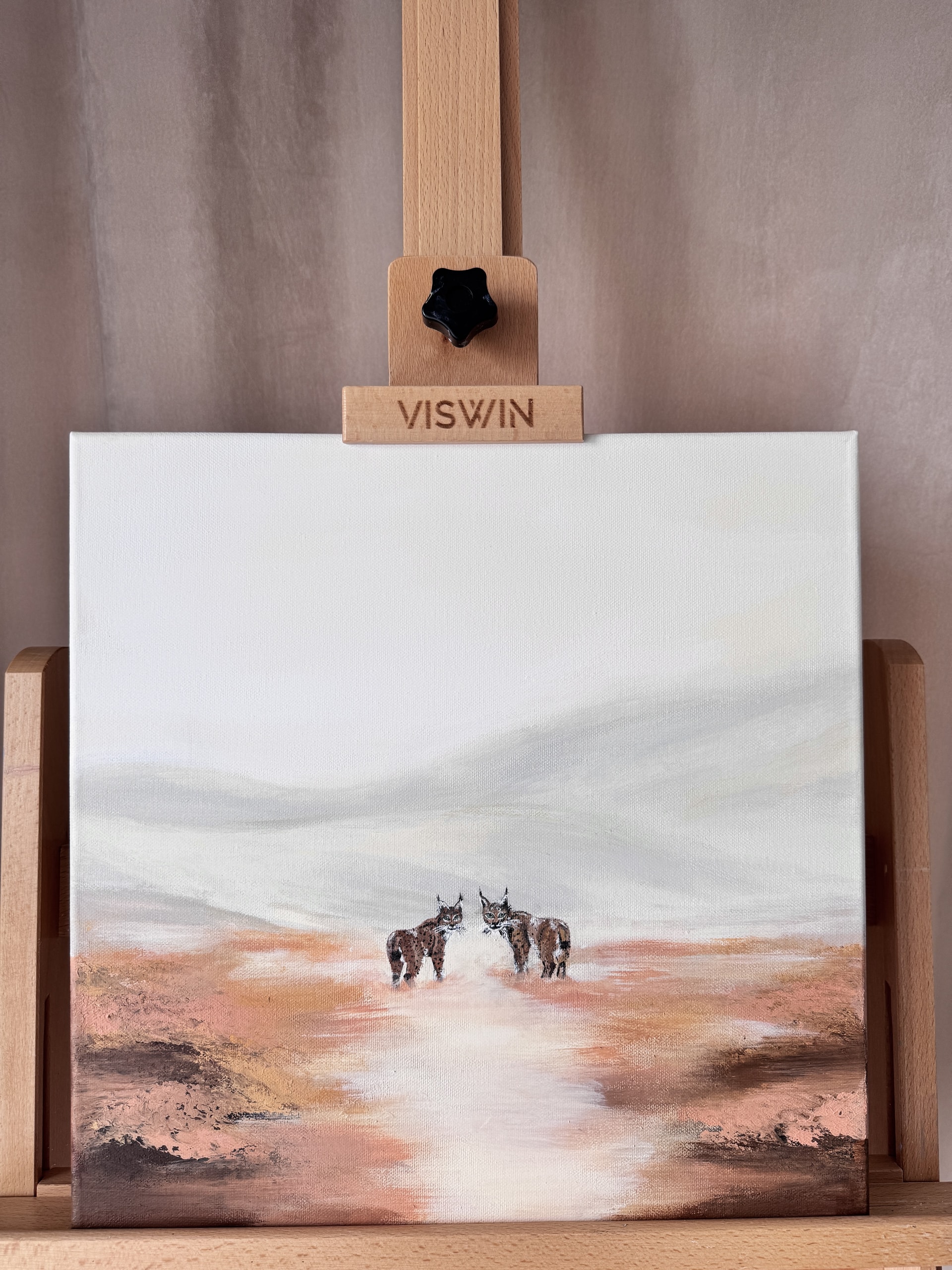 "Rysie o świcie" - 40 x 40 cm